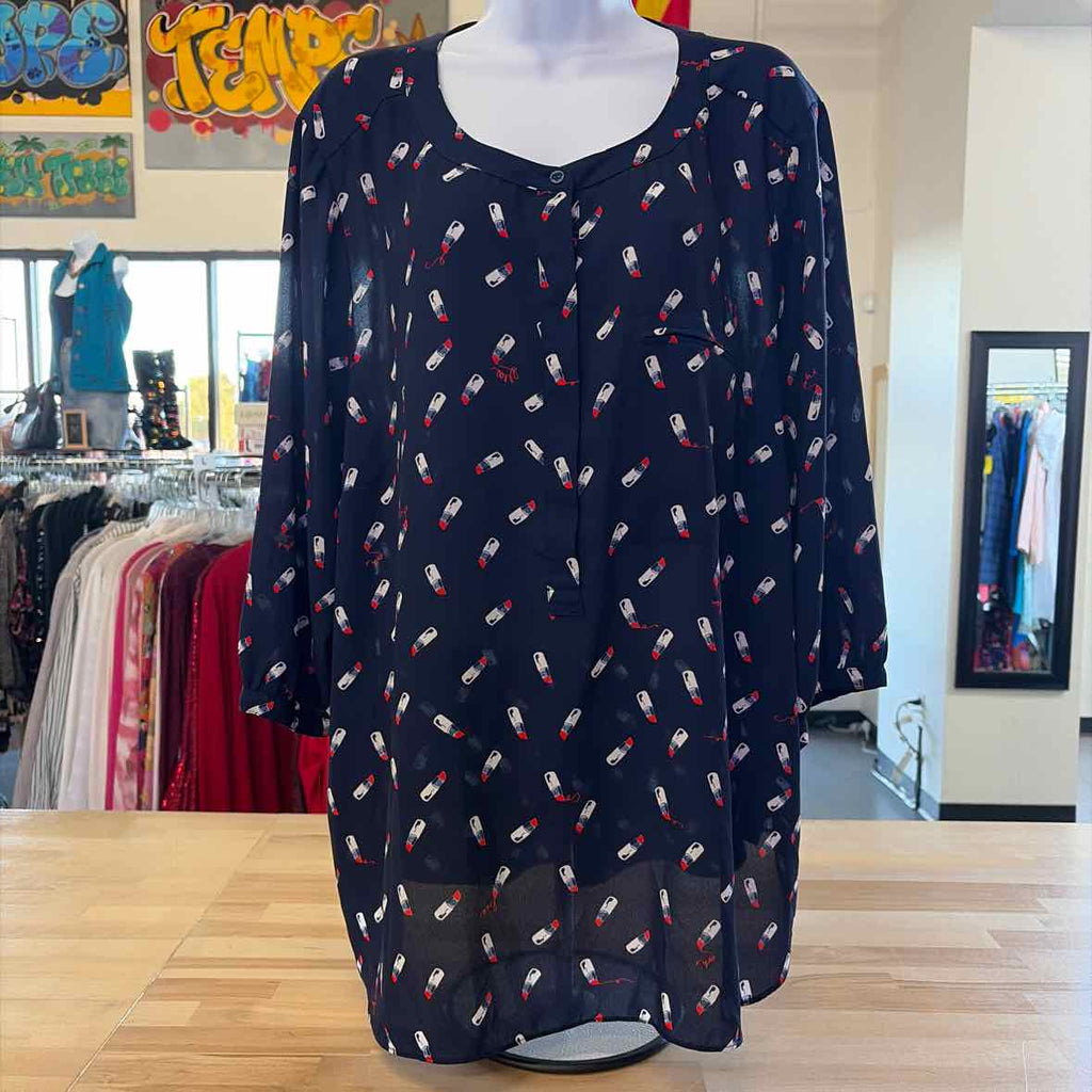 NYDJ Size 2X Blue Used Blouse