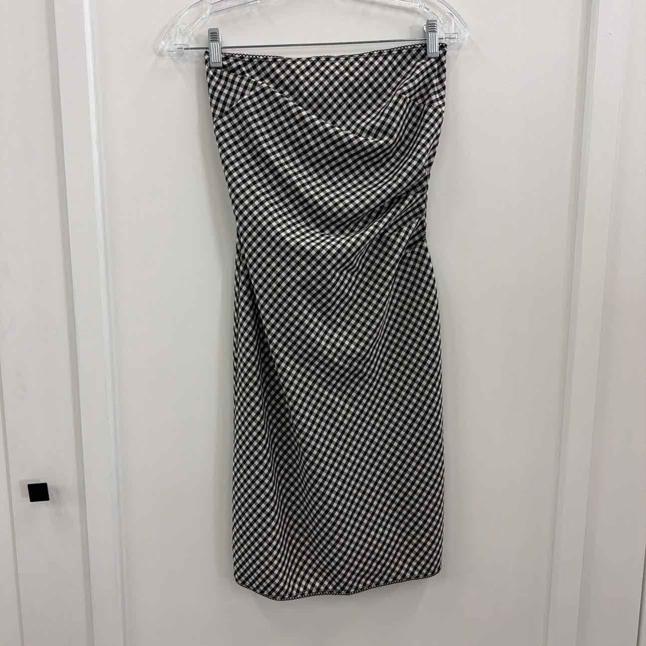 Bebe Size XS Black White Gingham Strapless Preloved Dress