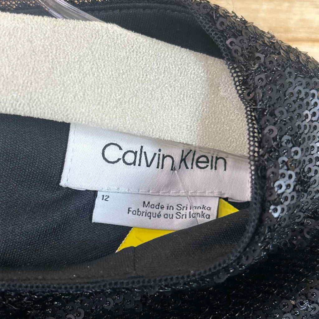 Calvin Klein Size 12 Black Sequined Preloved Dress