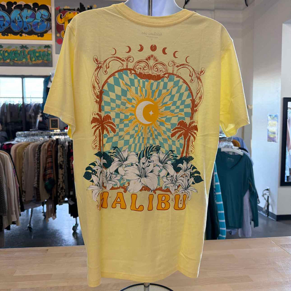 Rebellious One Juniors' Vani Malibu Graphic Crewneck T-Shirt - French Vanilla