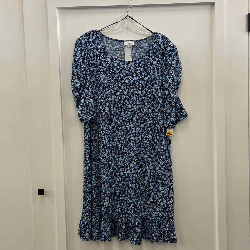 CeCe Women's Puff-Caterpillar-Sleeve Knit Dress - Classic Navy