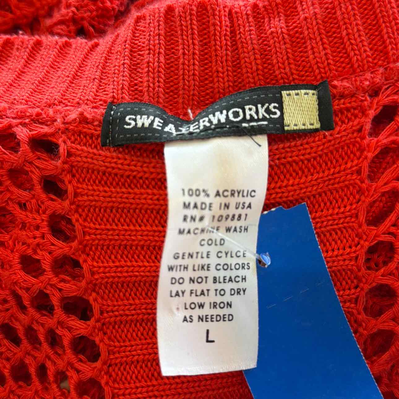 Sweaterworks Size L Red Knit Preloved Cardigan