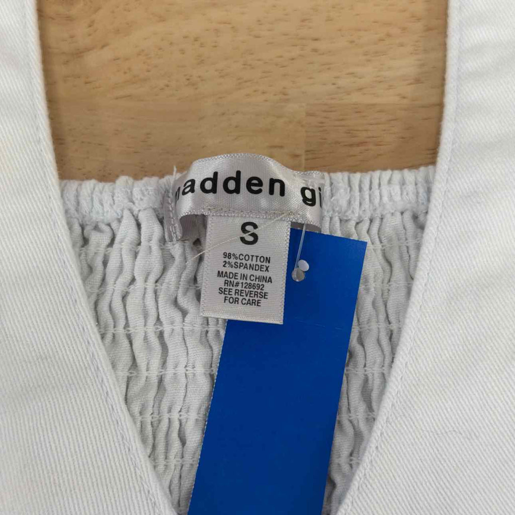 Madden Girl Size S Denim Hook-Front Corset Top - White