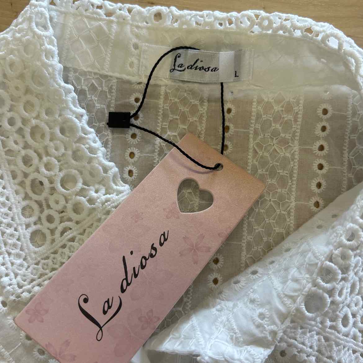 la diosa Size L White Cotton New Blouse SS
