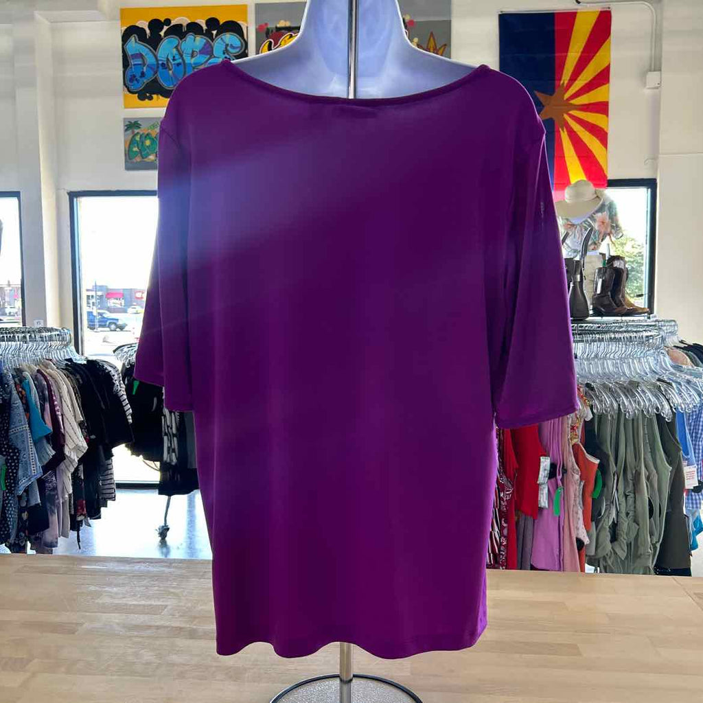 Susan Graver Size S Purple Polyester Spandex Preloved Blouse SS