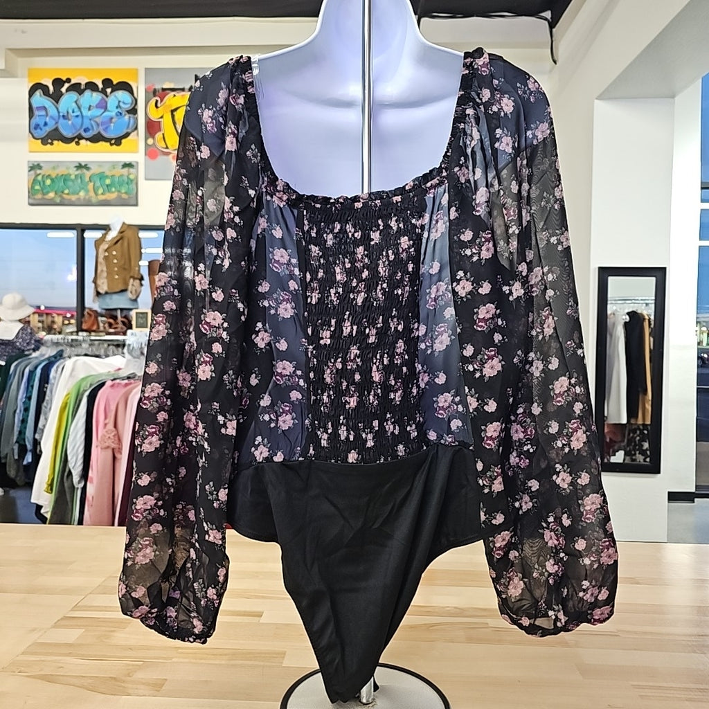 Celebrity Pink Juniors' Ruched Long-Sleeve Bodysuit