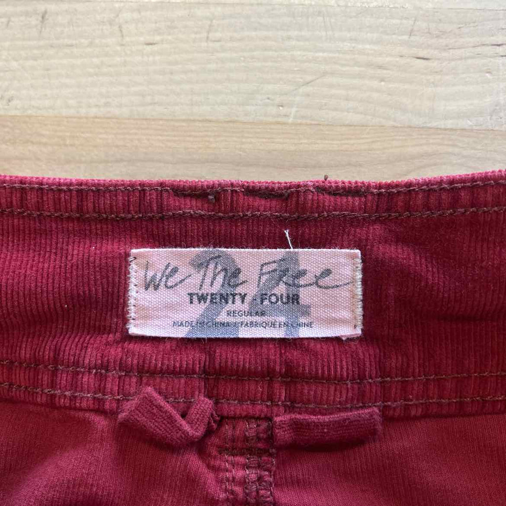 we the free Size 24 Red Corduroy Preloved Skirt