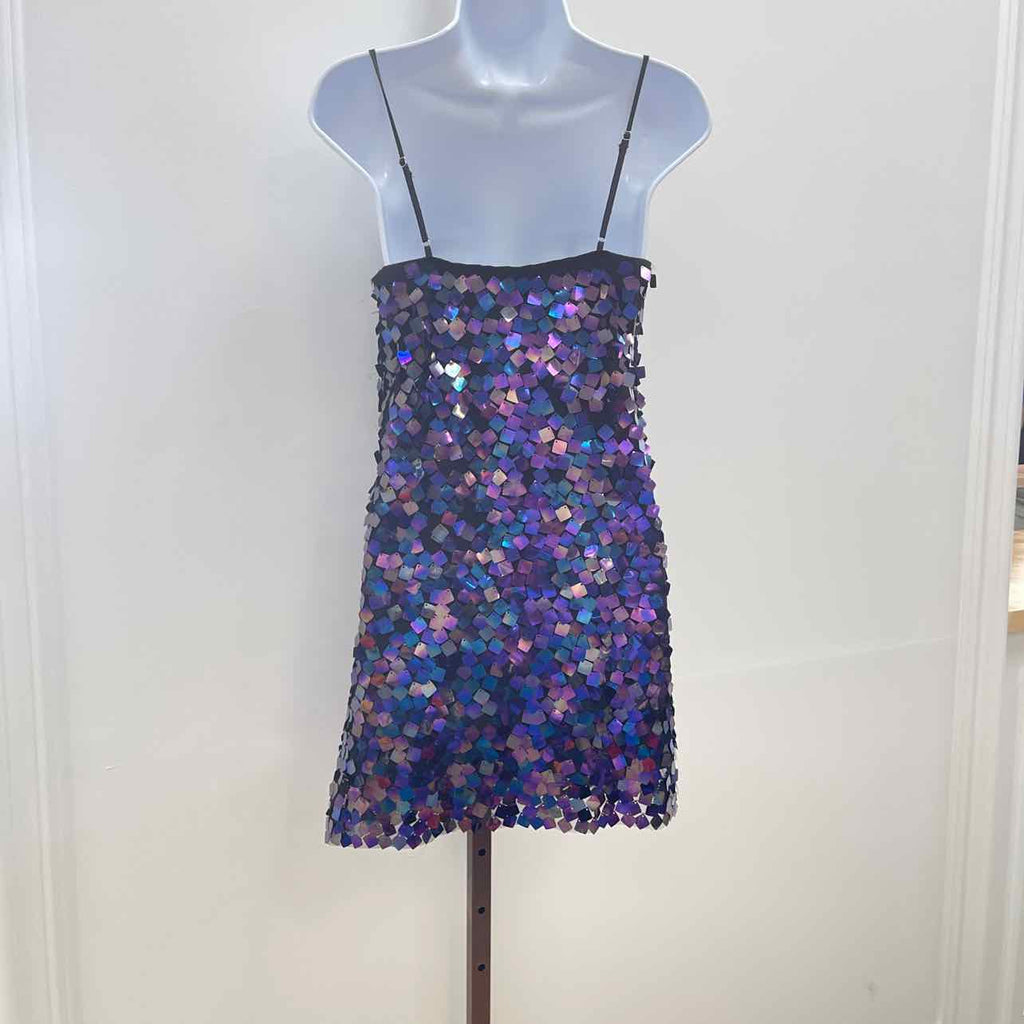 astr Size XS Porsche Sleeveless Sequin Mini Dress - Purple Multi