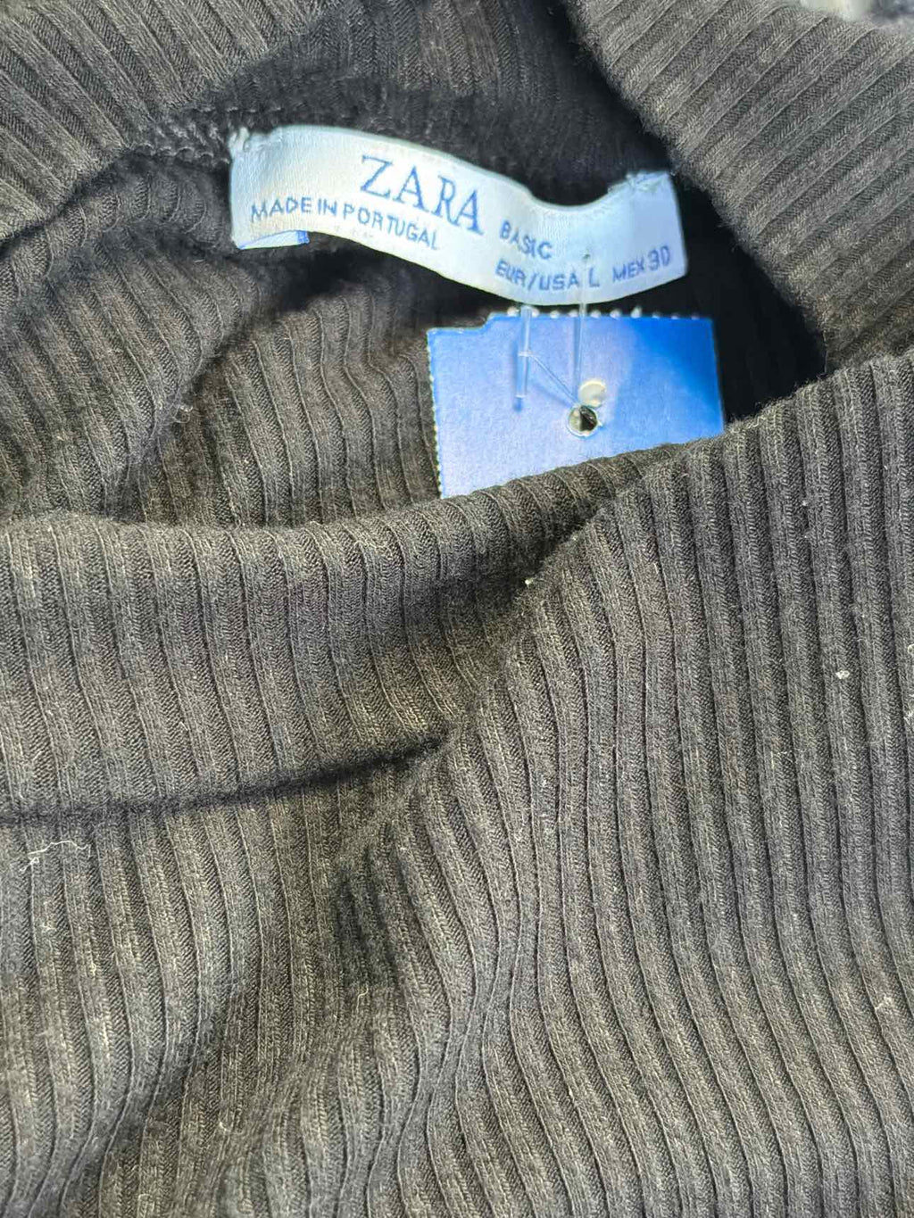 zara Size L Black Knit Top