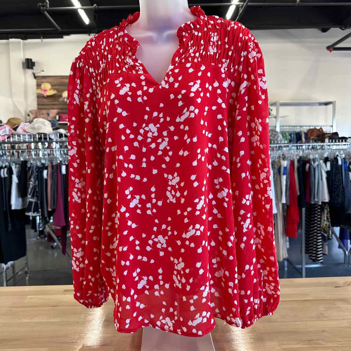 Fashion Size S Red & white Blouse