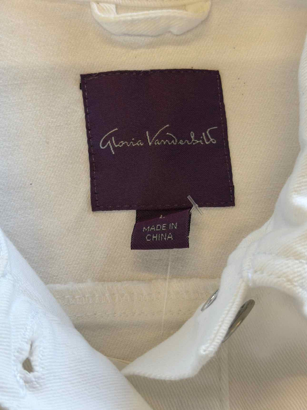 Gloria Vanderbilt Size L White Denim New Jean Jacket