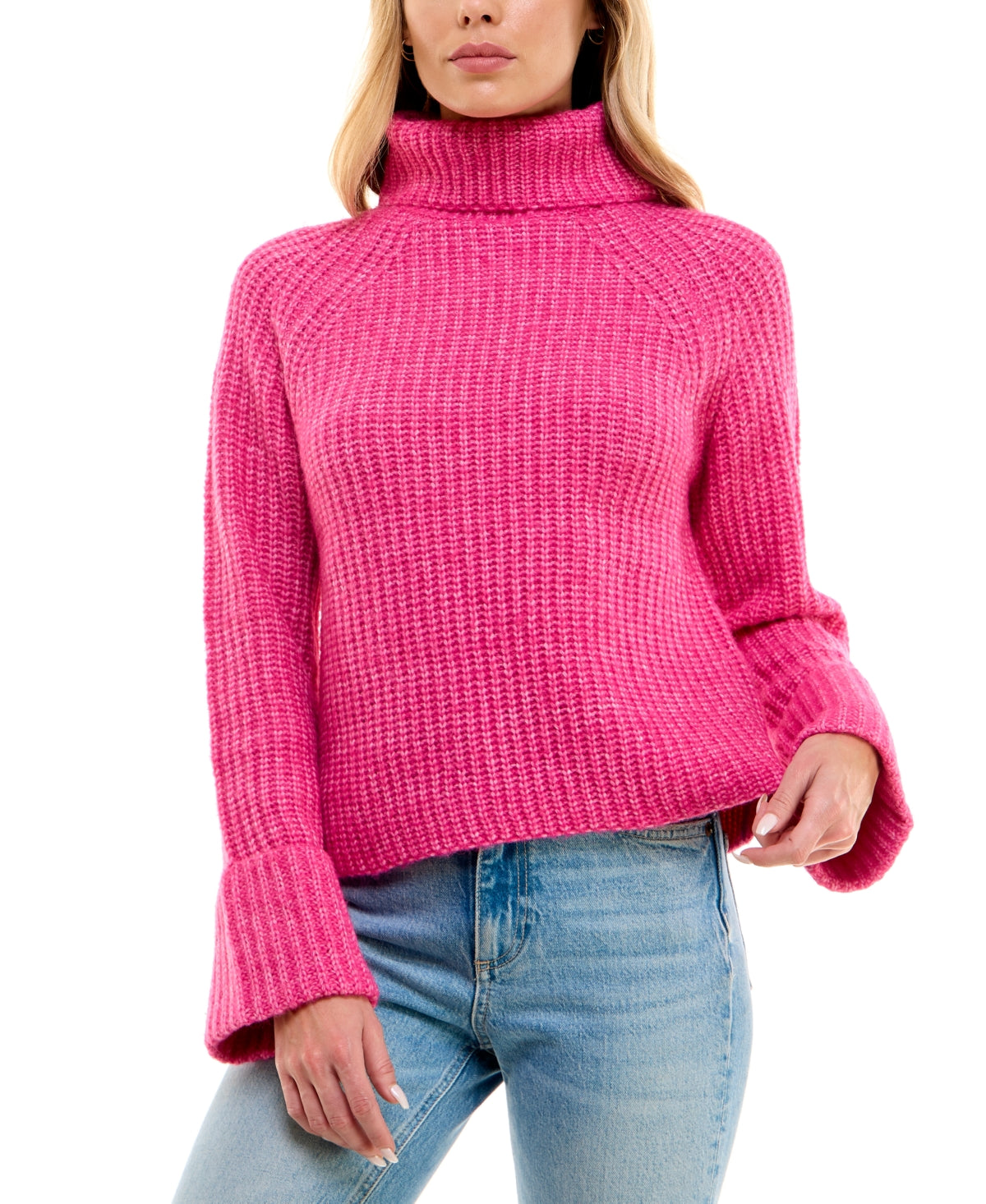 ultra flirt Size M Juniors' Ribbed Turtleneck Sweater - Pink Peacock NWT