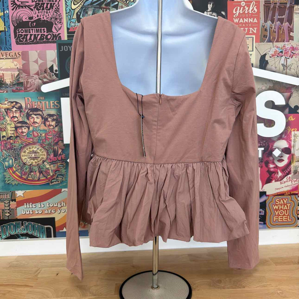 Steve Madden Size XL Avielle Long-Sleeve Peplum Top