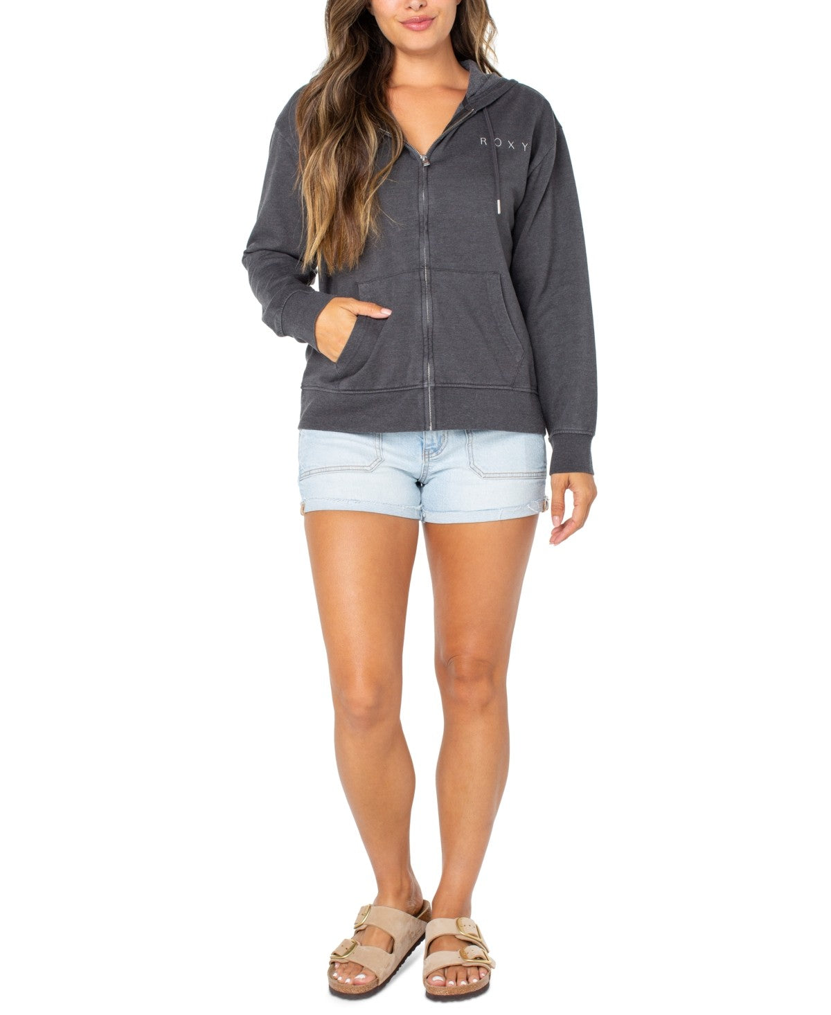 Roxy Women's Sweet Rhythm Full up Fleece Jacket, in Phantom, Size Small