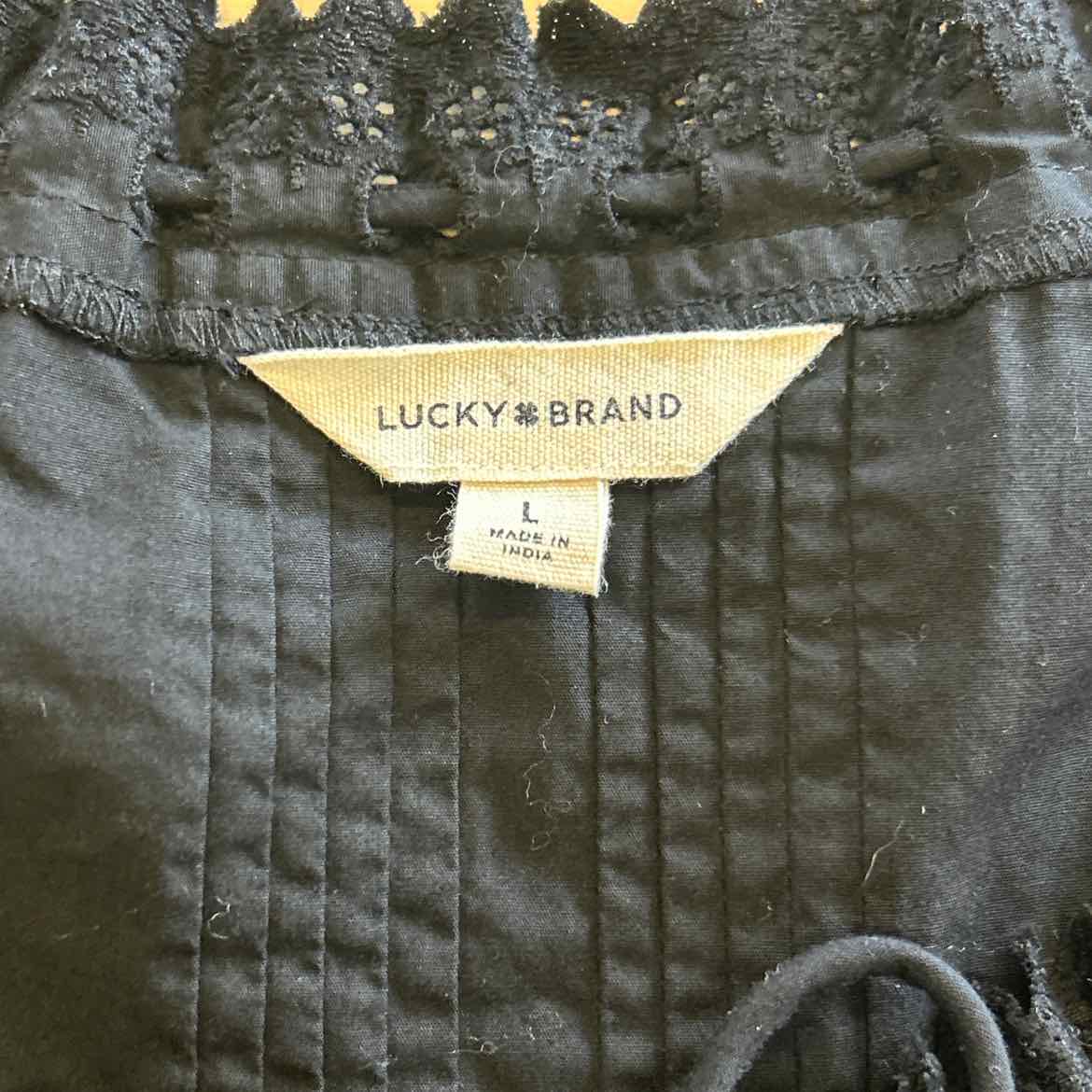 Lucky Brand Size L Black Blouse