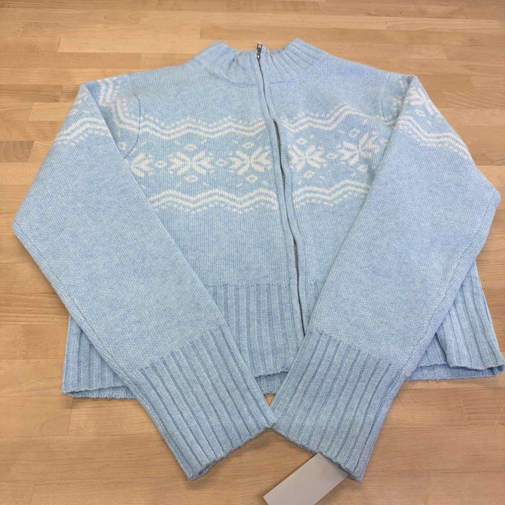 Planet Heart Juniors Fair Isle Zip-Front Sweater XL - Nantucket Breeze