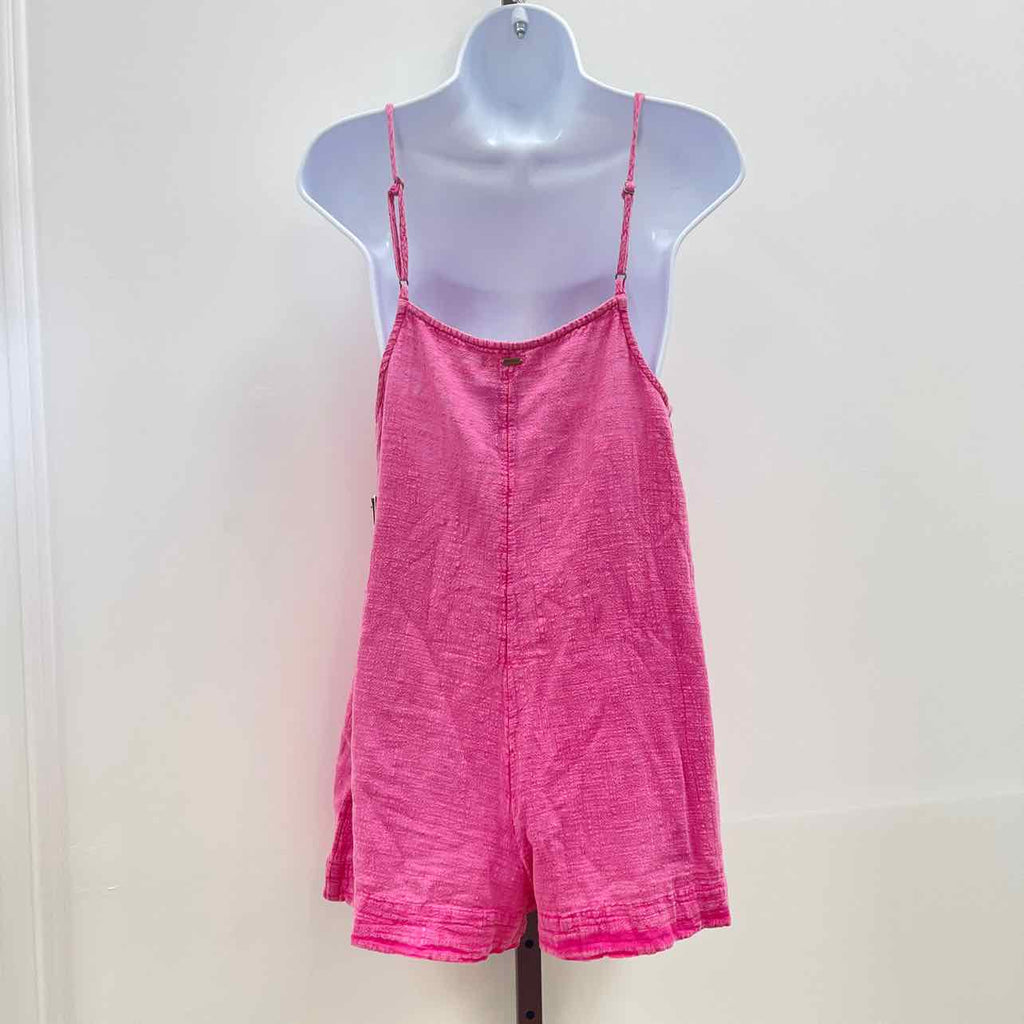 Rip Curl Size M Classic Surf Cotton Sleeveless Romper - Hot Pink