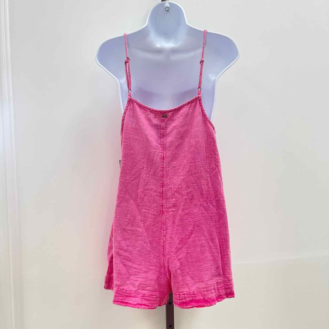 Rip Curl Size M Classic Surf Cotton Sleeveless Romper - Hot Pink
