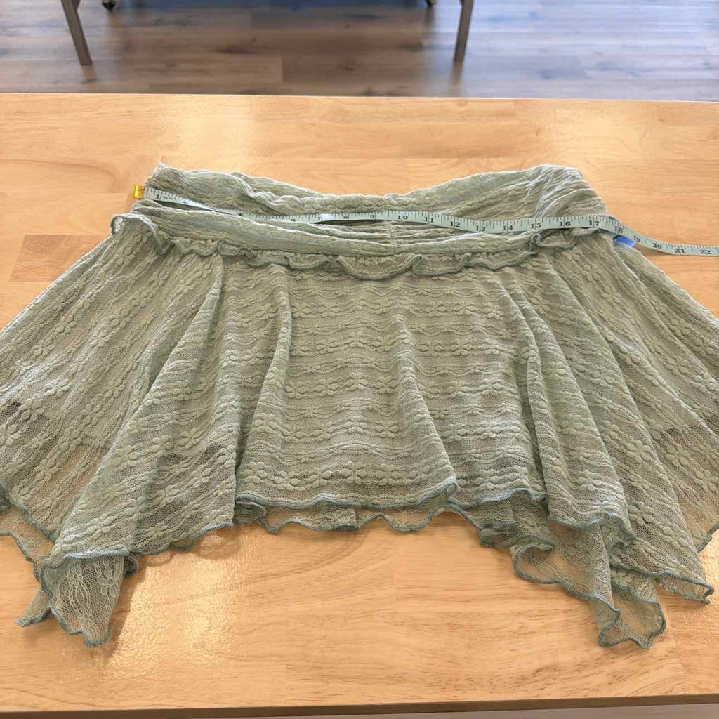 Planet Heart Size XL Lace Handkerchief-Hem Skirt - Aqua Grey