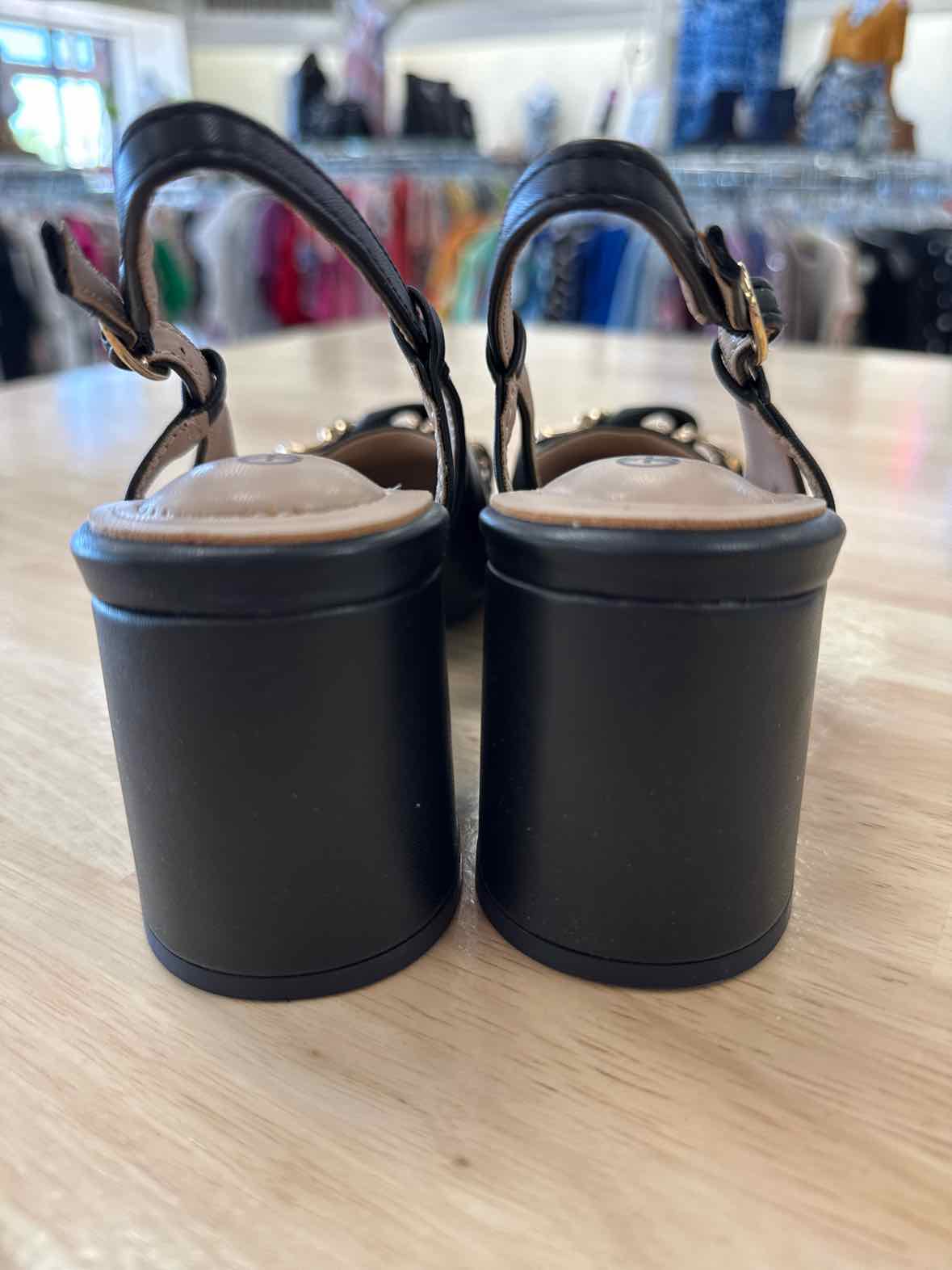 Giani Bernini Sz 8.5 Black Tatiaa Slip-on Slingback Memory Foam Block-Heel Pumps