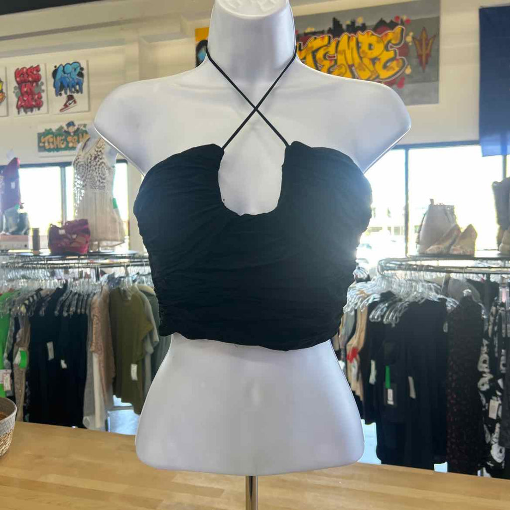 zara Size M Black Preloved Crop Top