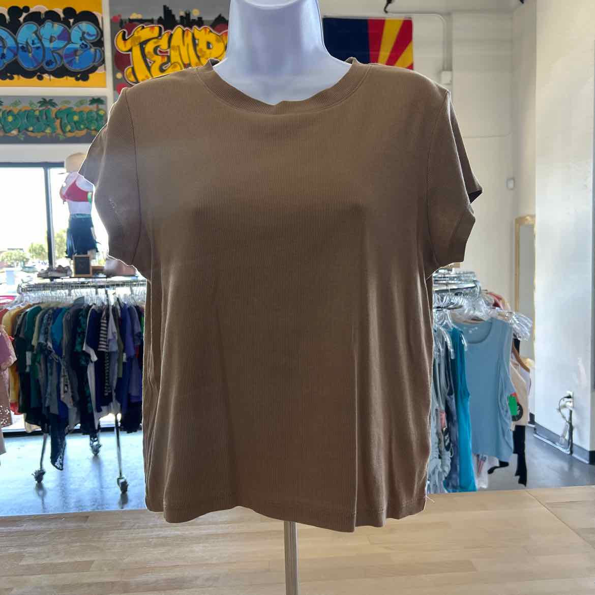 Madewell Size L Tan Preloved T-Shirt SS