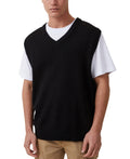 Cotton on Pullover Vintage Knitted Vest in Black