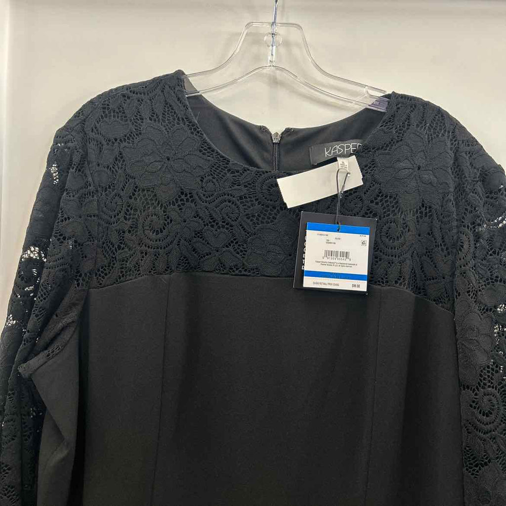 Kasper Size XL Yoke Sheath Dress - Black