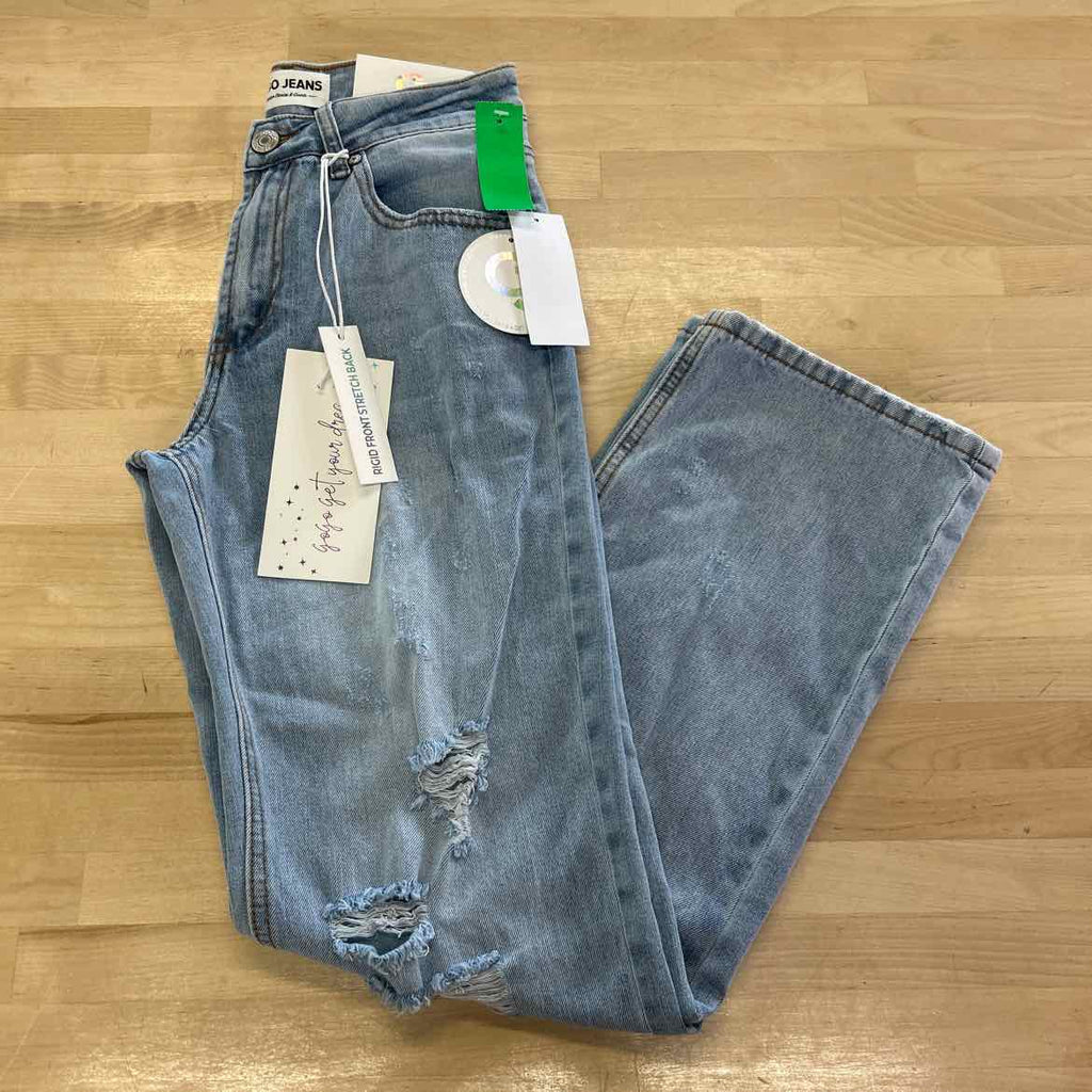 Gogo Jeans Juniors' Destructed Dream Fit Wide-Leg Denim Jeans - Light Wash - 1