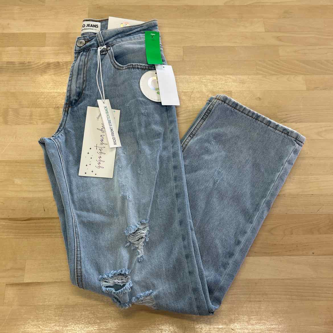 Gogo Jeans Juniors' Destructed Dream Fit Wide-Leg Denim Jeans - Light Wash - 1