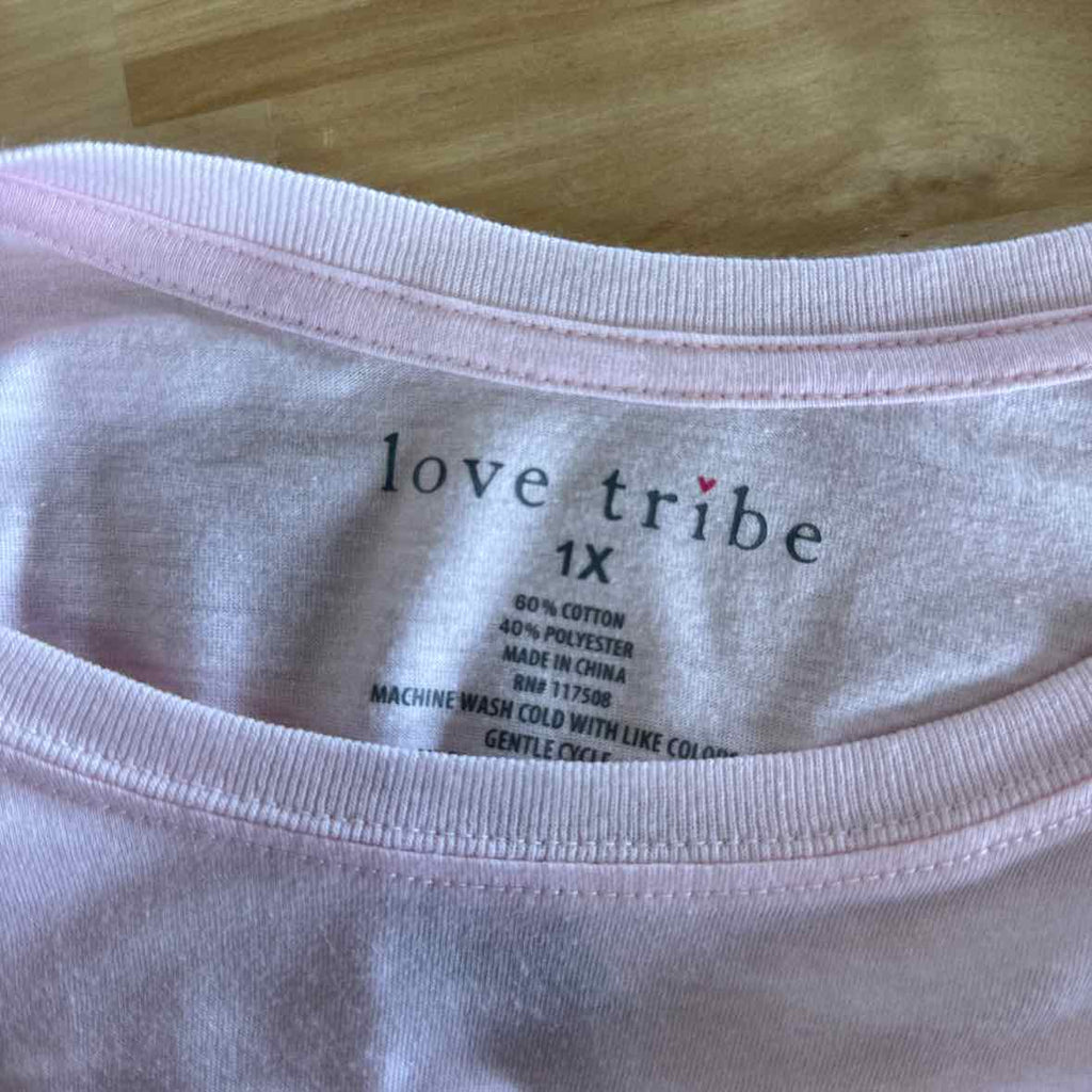 Love Tribe Size 1X Pink Long Sleeve