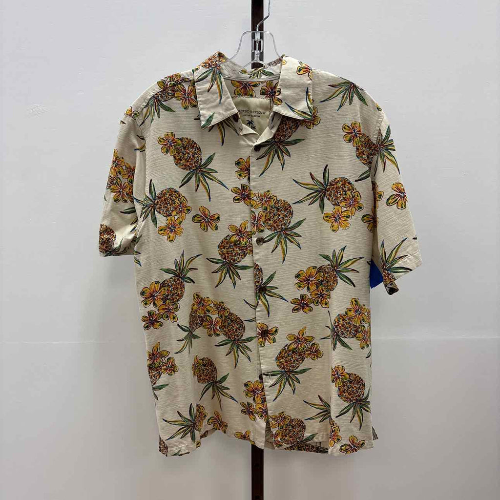 Island Republic Size M Tan Preloved MENS Button Down Shirt