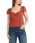 BCX Size L Clip-Dot Sweetheart-Neck Top