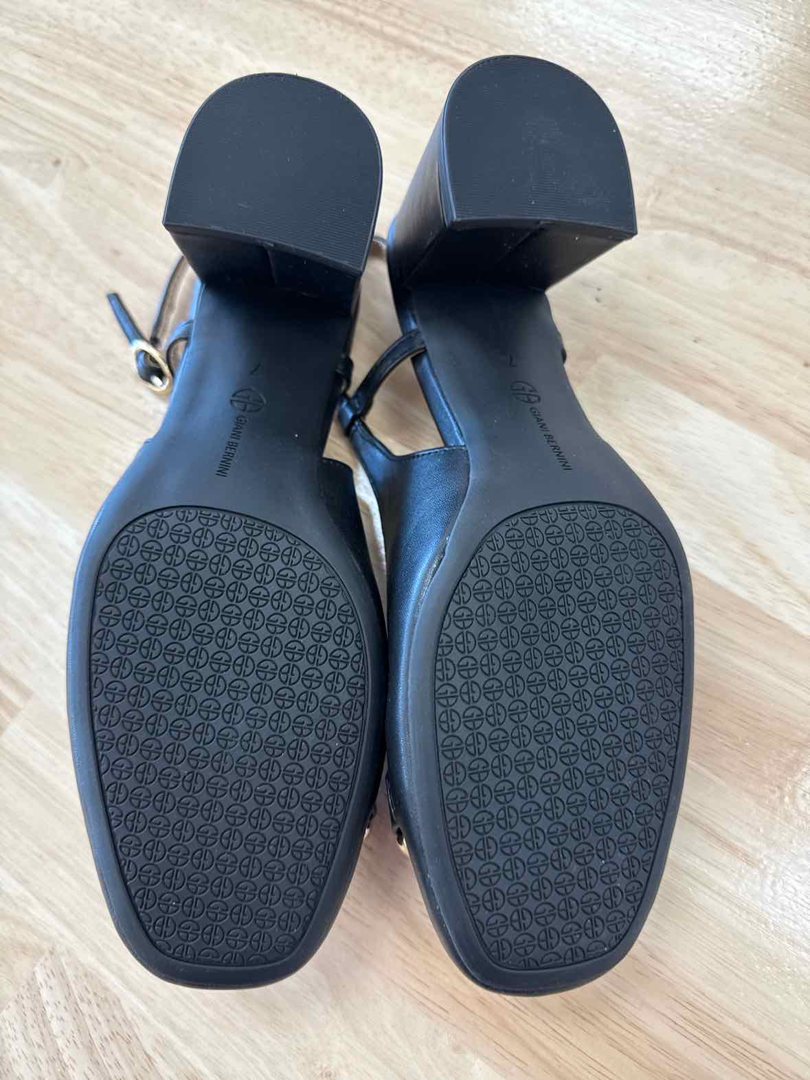 Giani Bernini Sz 8.5 Black Tatiaa Slip-on Slingback Memory Foam Block-Heel Pumps