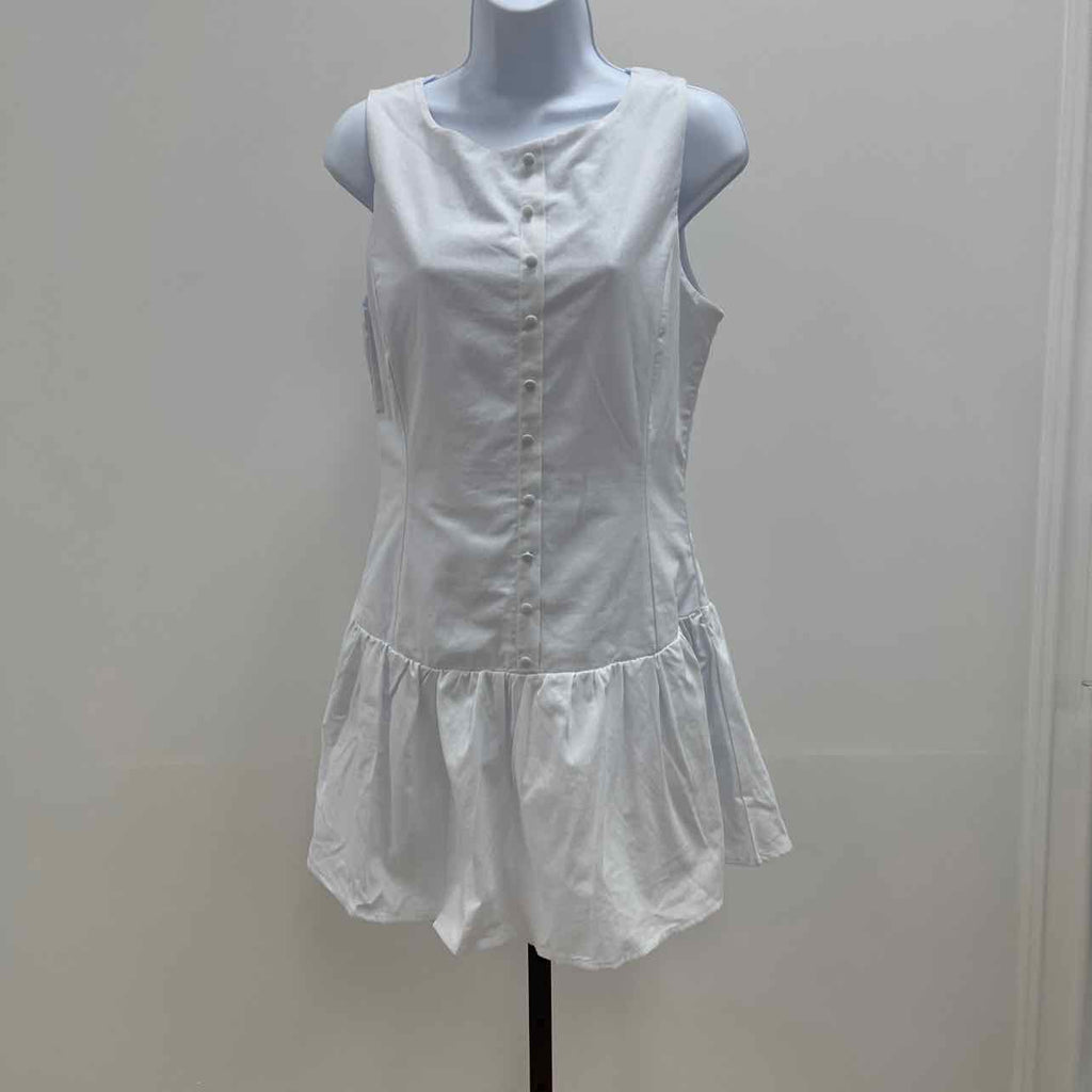 Rebel + Leigh Size M Juniors' Drop-Waist Sleeveless Mini Dress - White