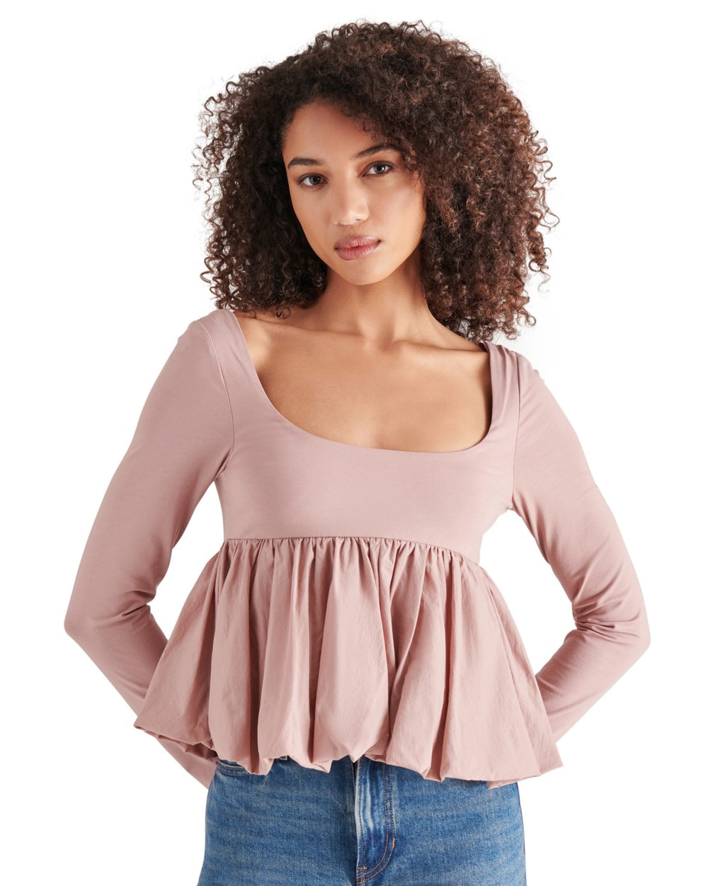Steve Madden Size S Avielle Long-Sleeve Peplum Top