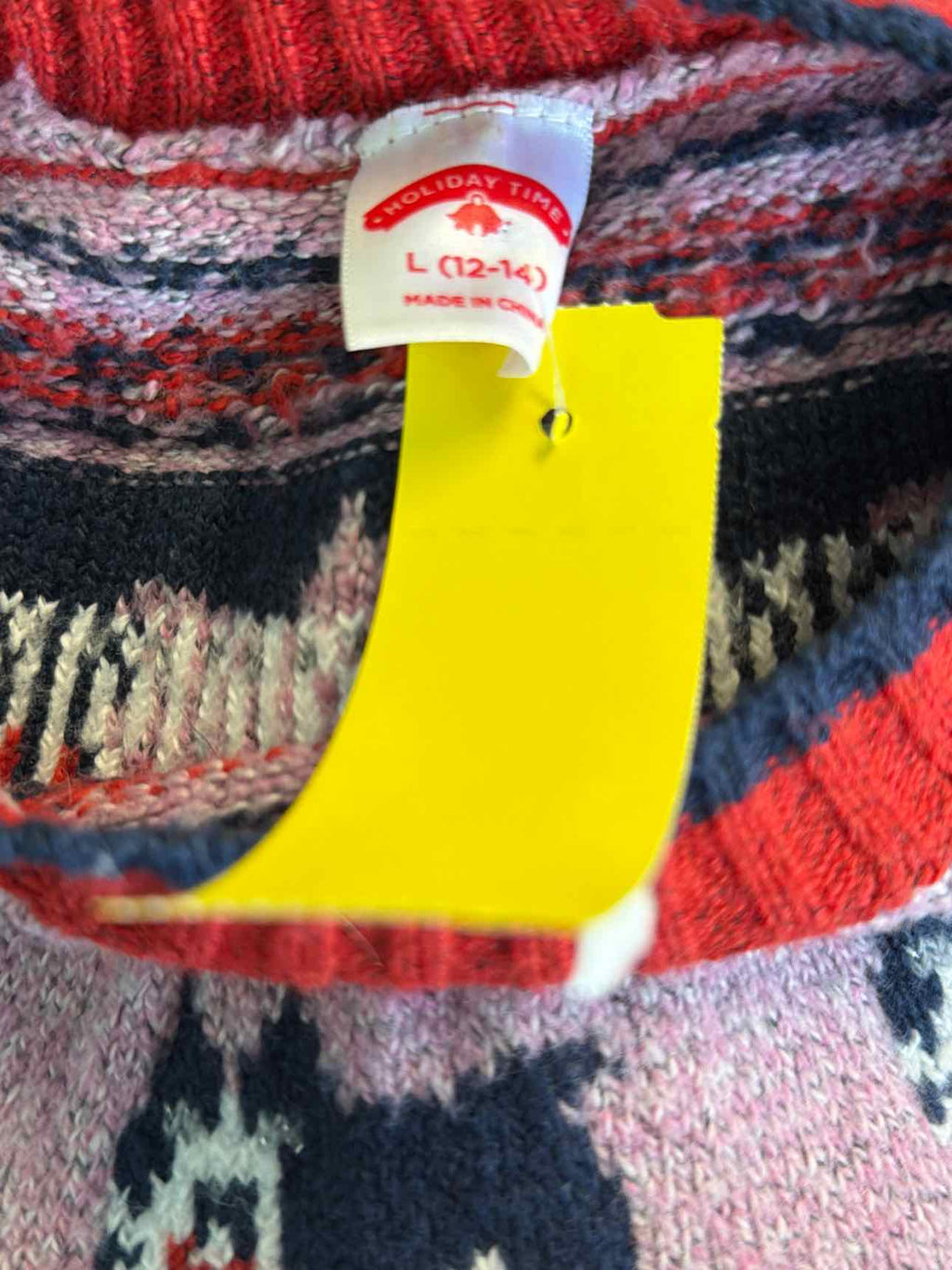 Holiday Time Size L Pink & Blue Dog Sweater