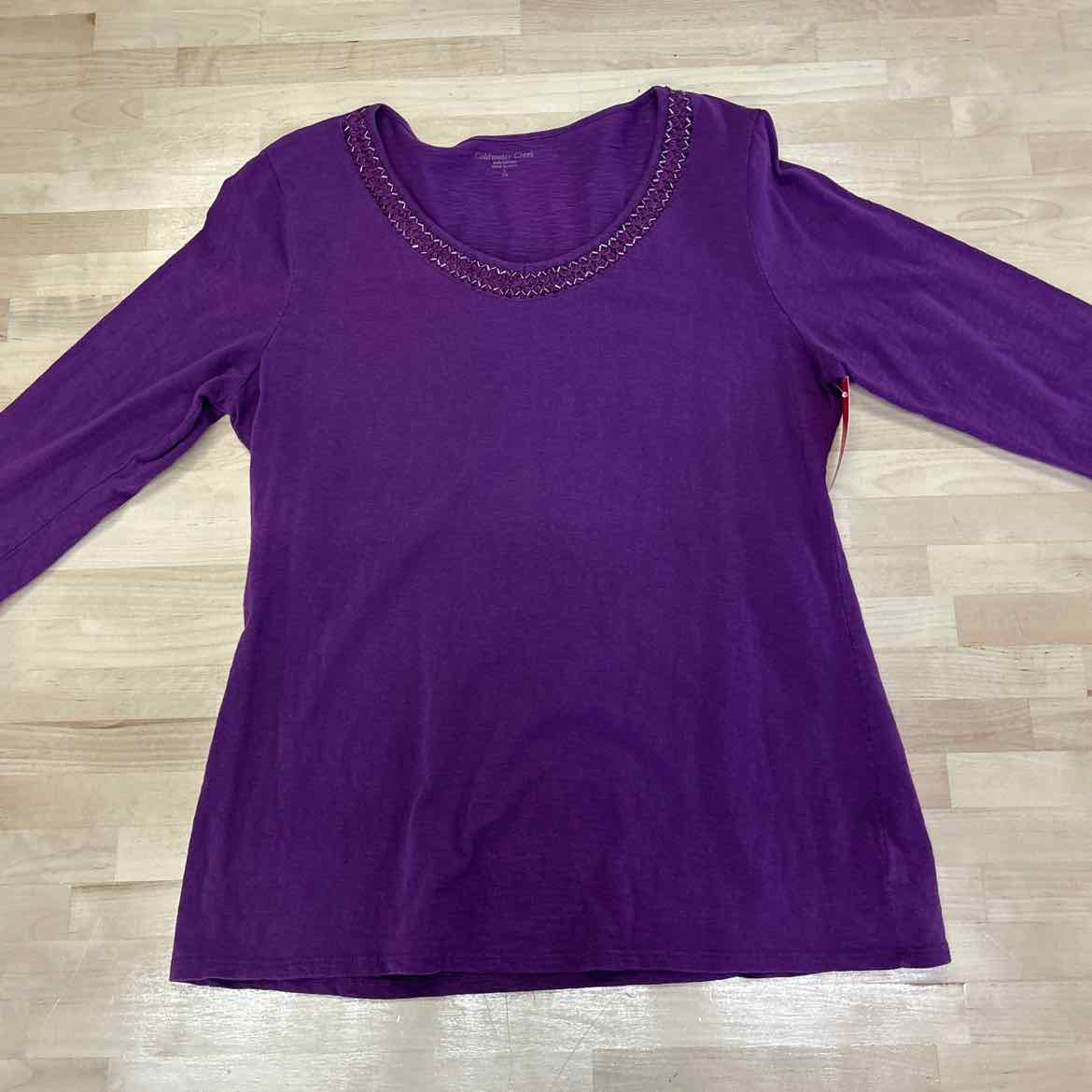 Coldwater Creek Size L Purple Preloved 3/4 Sleeve T-shirt
