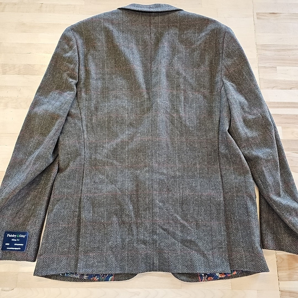 Paisley & Gray Mens Slim Fit Tweed Sport Coat Blazer 44 R Hunter Green