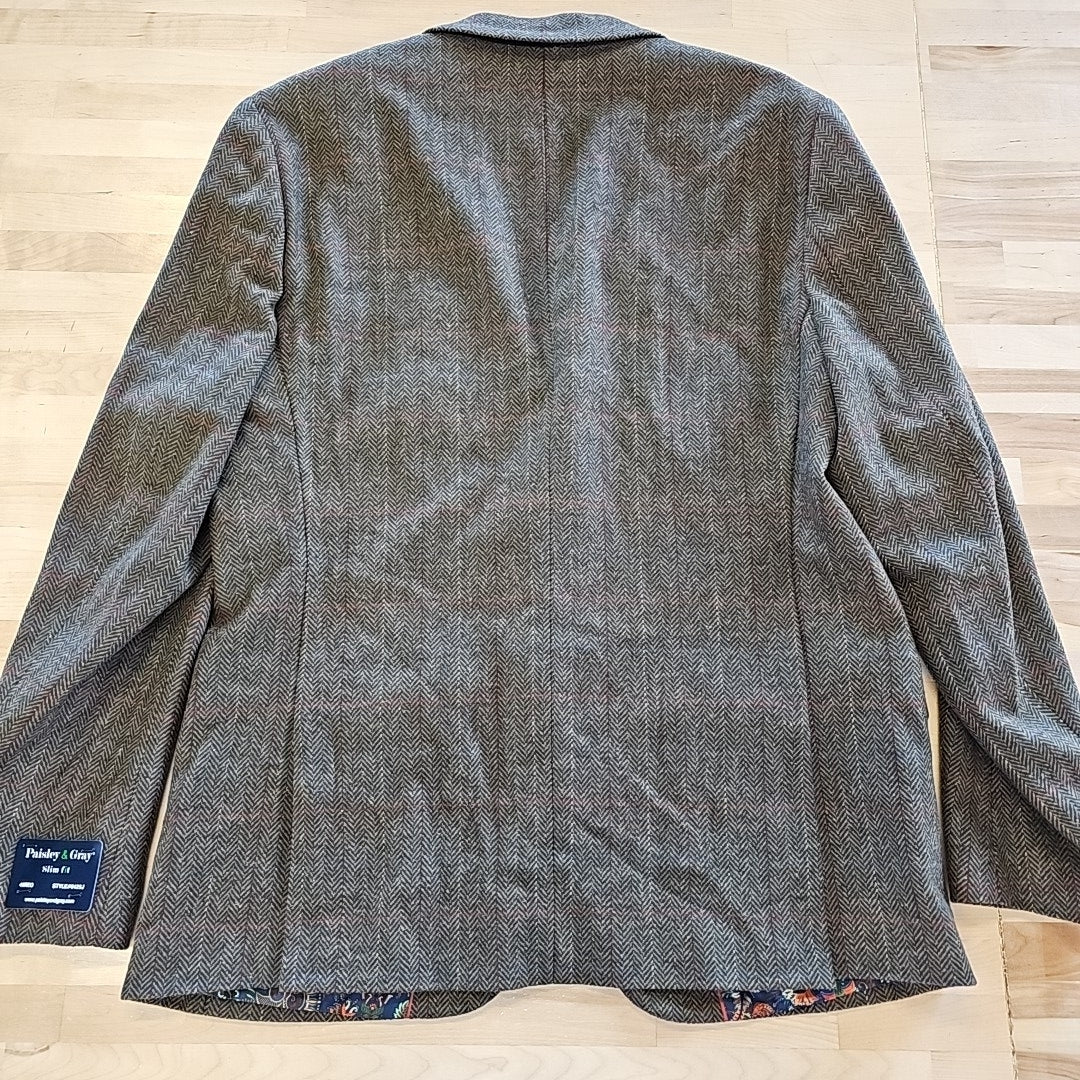 Paisley & Gray Mens Slim Fit Tweed Sport Coat Blazer 44 R Hunter Green