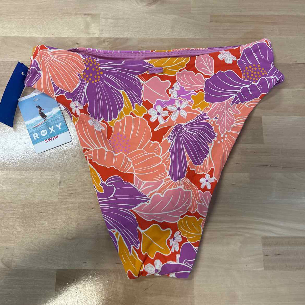 Roxy Size M Bell Bottom Blooms High Waist Bikini Bottoms