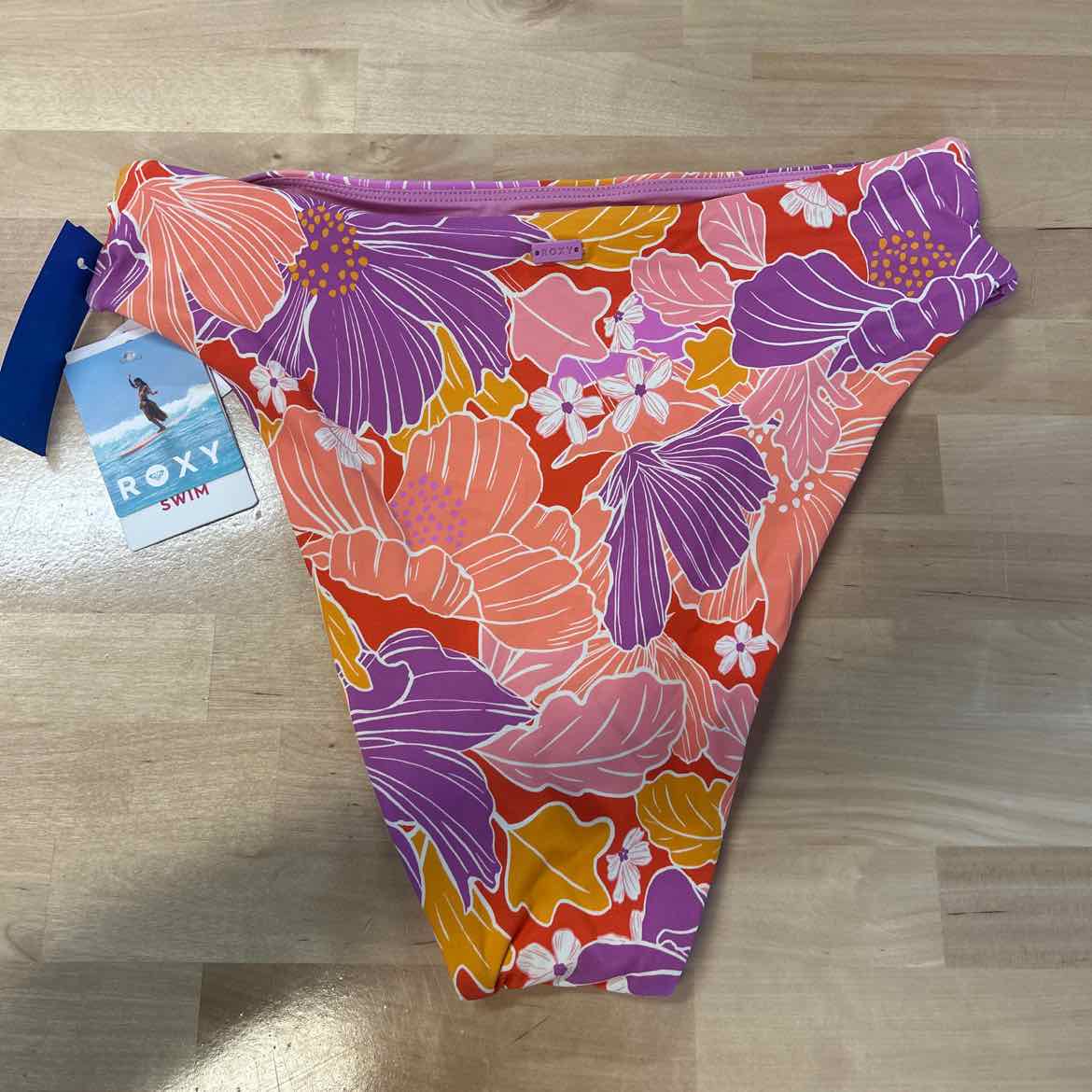 Roxy Size M Bell Bottom Blooms High Waist Bikini Bottoms