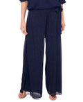 Msk Women's Mesh Palazzo Pants - Navy
