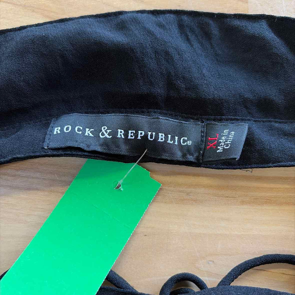 Rock & Republic Size XL Black Preloved Button Down LS