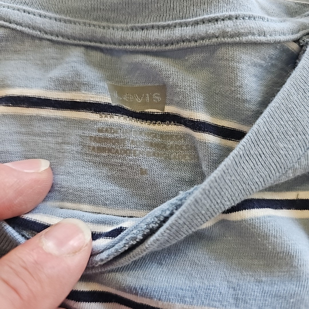 Levi's Women's Striped Game Day Cotton T-Shirt - Haywire Stripe Dusty Blue