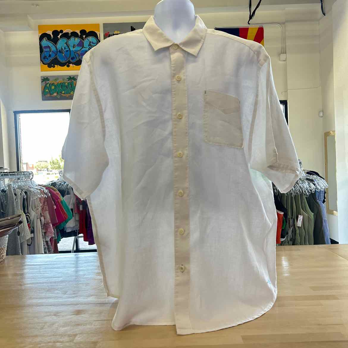 Tommy Bahama Size 1X White Preloved Button Down SS