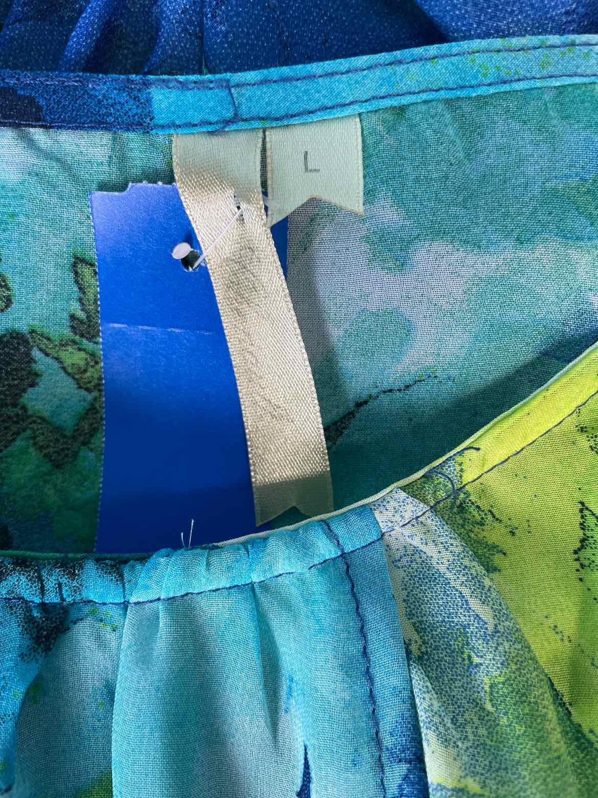 Chenault Size L Blue & Green Sleeveless