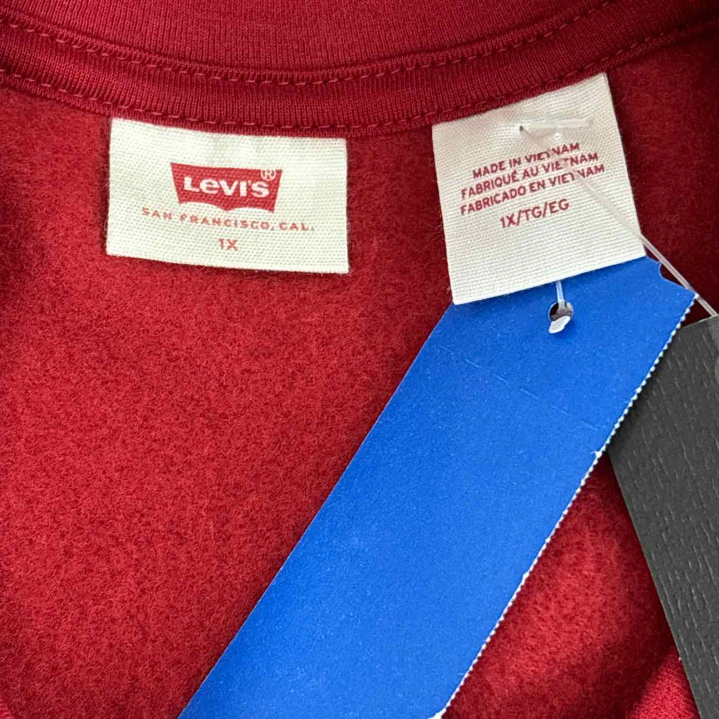 Levi's Size 1X Plus Size Everyday Crewneck Sweatshirt - Rhinestone Rythmic Red