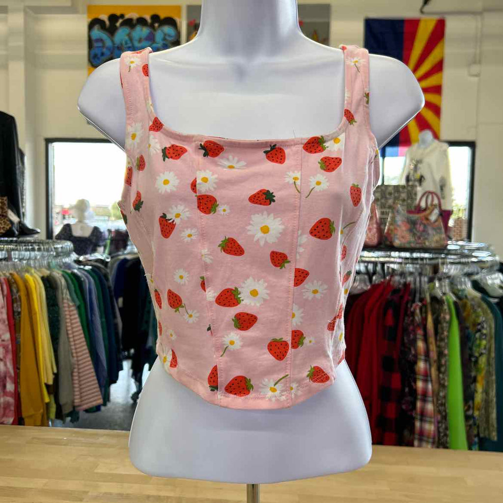 Grayson Threads, the Label Juniors' Cropped Strawberry-Print Top - Pink