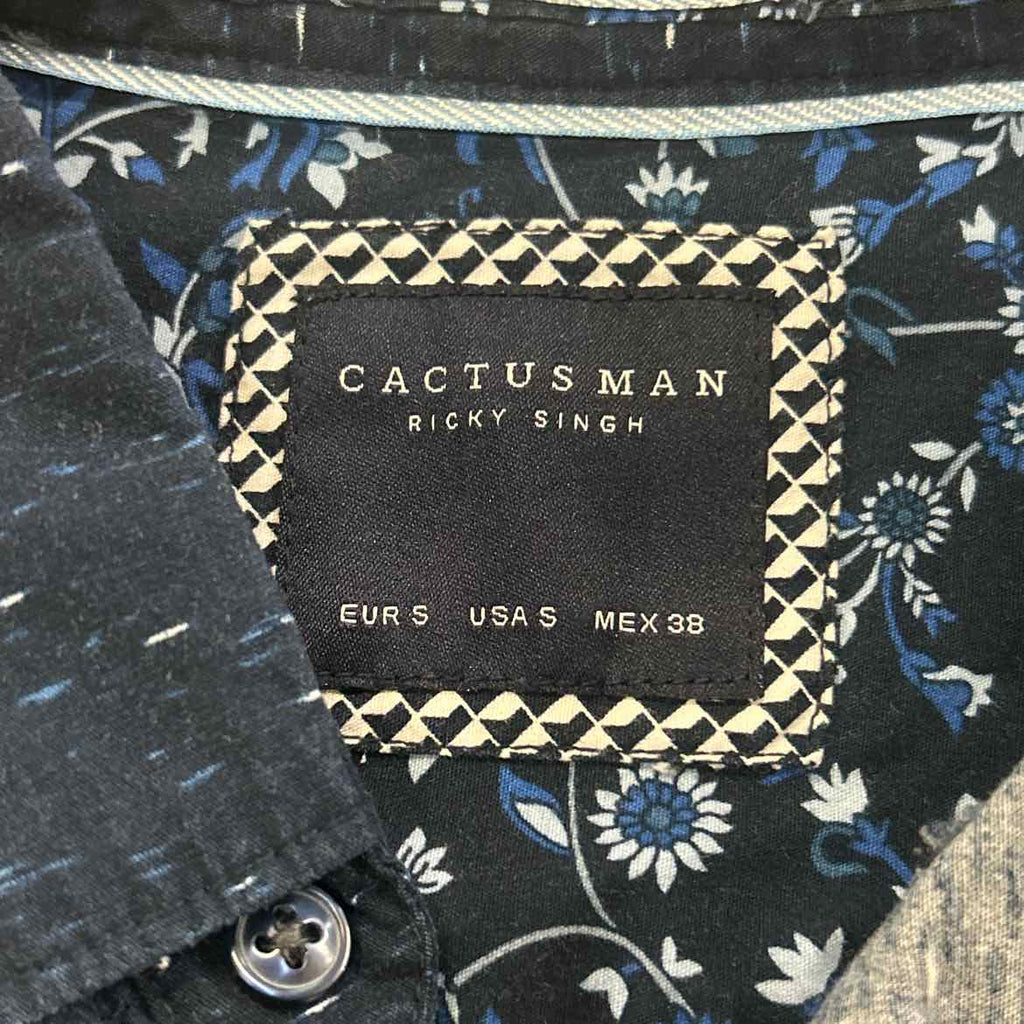 Cactus Man Size S Navy Preloved MENS Button Down Shirt